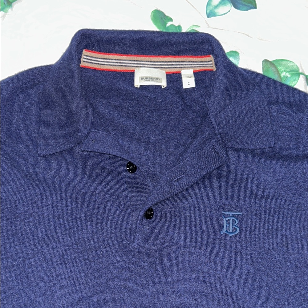 Burberry Men’s Navy Polo Sz small Cashmere